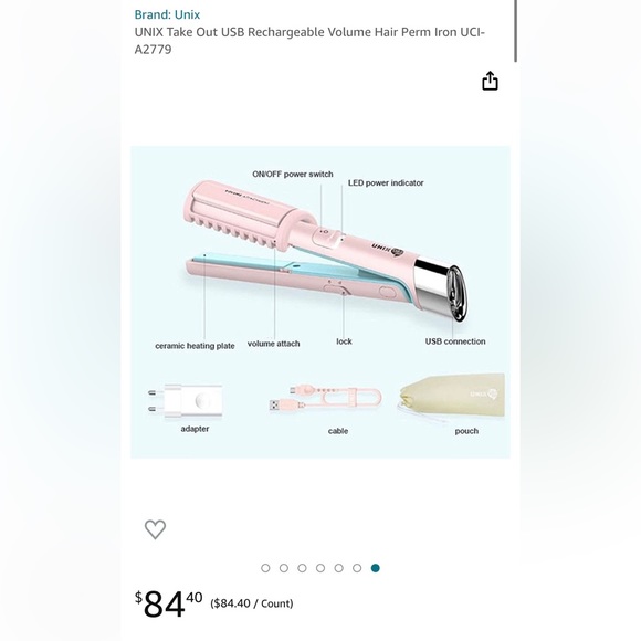 New!!Portable KOSETTE X UNIX USB MULTI IRON PINK/WHITE - Picture 2 of 10